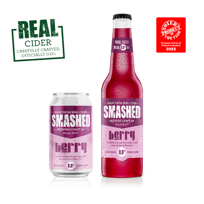 Award Winning Smashed Craft Berry Cider 0.0% AF  Bottle 330ml x 12