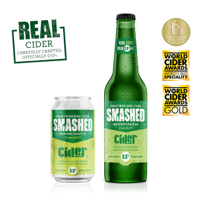 Award Winning Smashed Drinks Craft Apple Cider 0.0% AF Bottle 330ml x 12